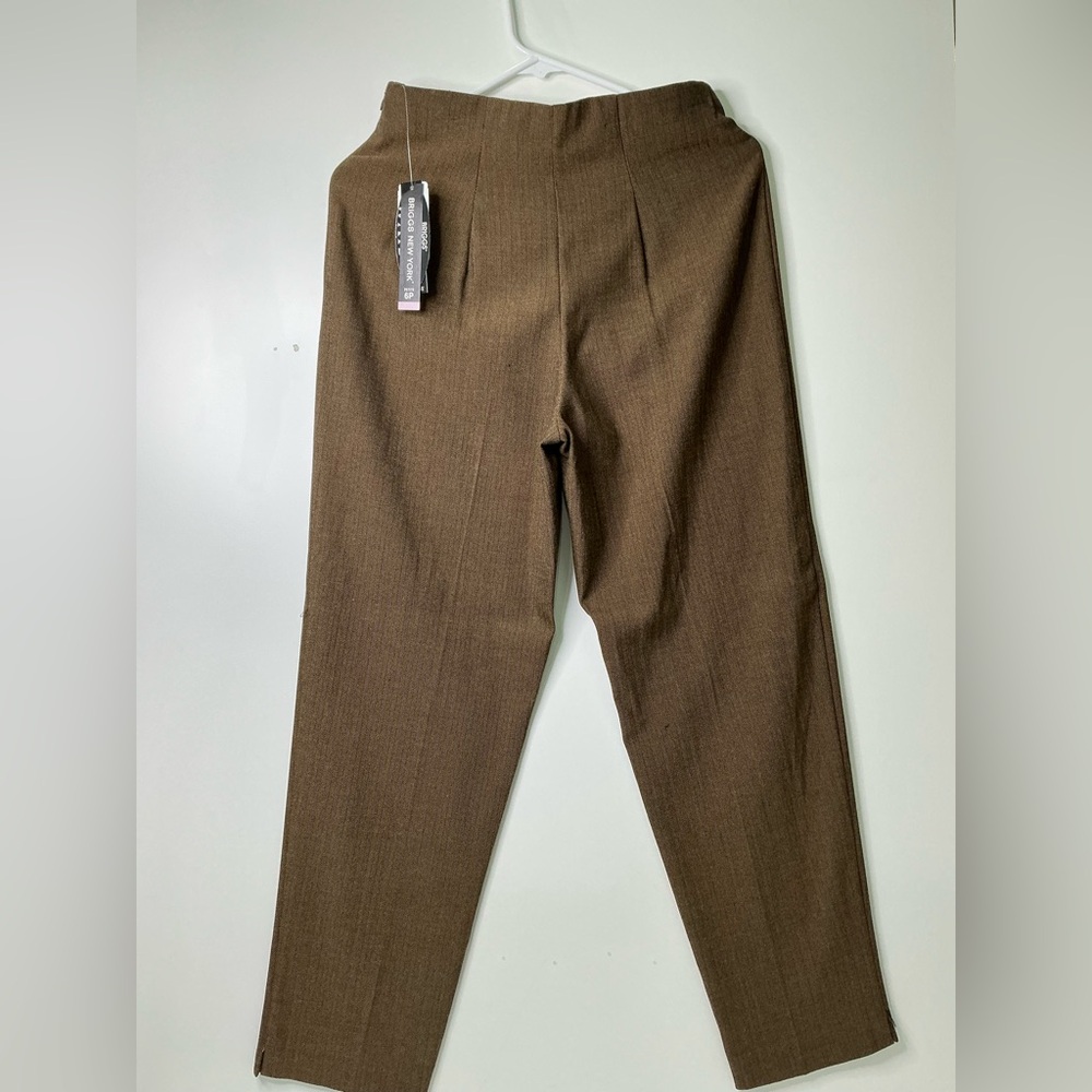 BRIGGS womens comfort waist dress pants petite 6P stretch Brown Pre- Owned